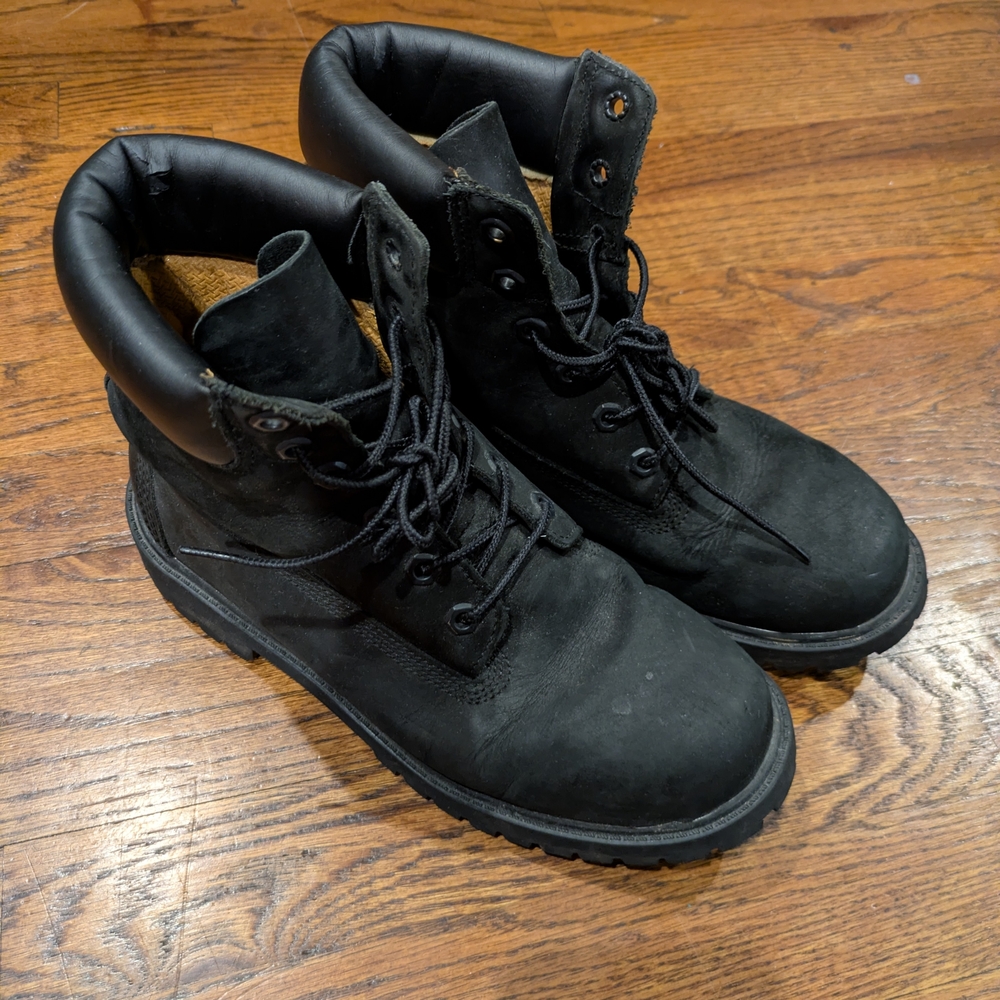 Timberland Mens/Juniors 12907 Black Leather Suede Nubuck Lace up Boots Size 6